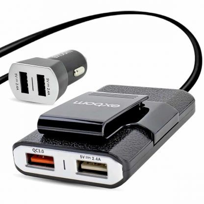 CARREGADOR VEICULAR COM EXTENSOR 4 USB EXBOM